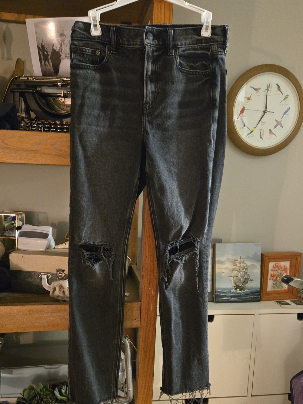 American Eagle Outfitters Black Distressed Jeans - Size 4